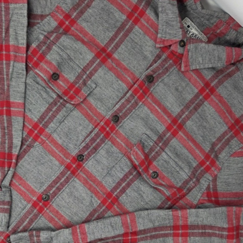 Lucky Brand Saturday Stretch Flannel Shirt L/S Men's Small Red & Gray Plaid